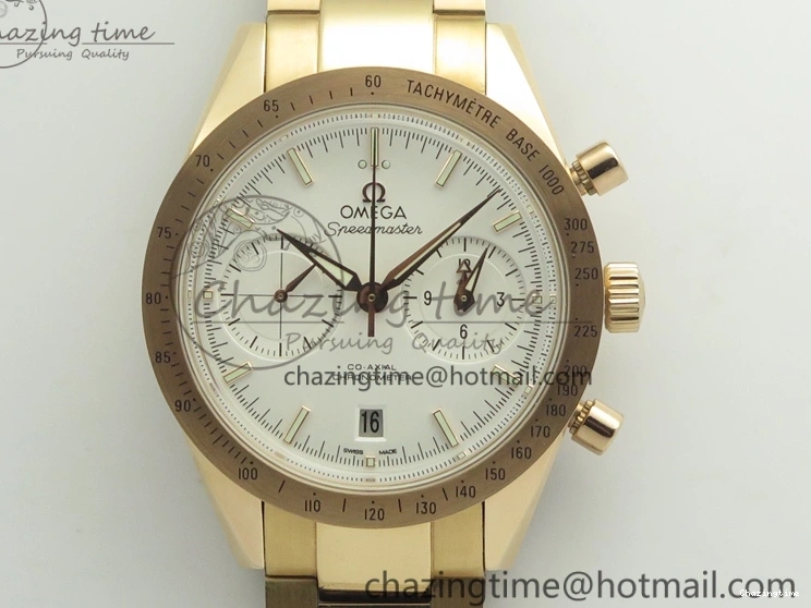0724 Speedmaster ’57 Co-Axial RG OMF 1:1 Best Edition White Dial On RG Bracelet A9300 (Free Leather Strap) Durable 8065
